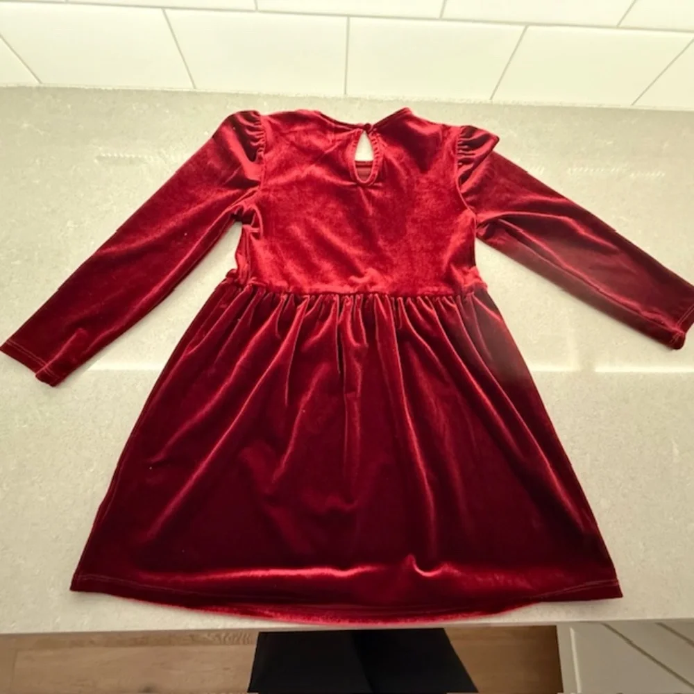 INC International Concepts Little Girls Sz 5 Burgundy  Velvet Long-Sleeve Dress